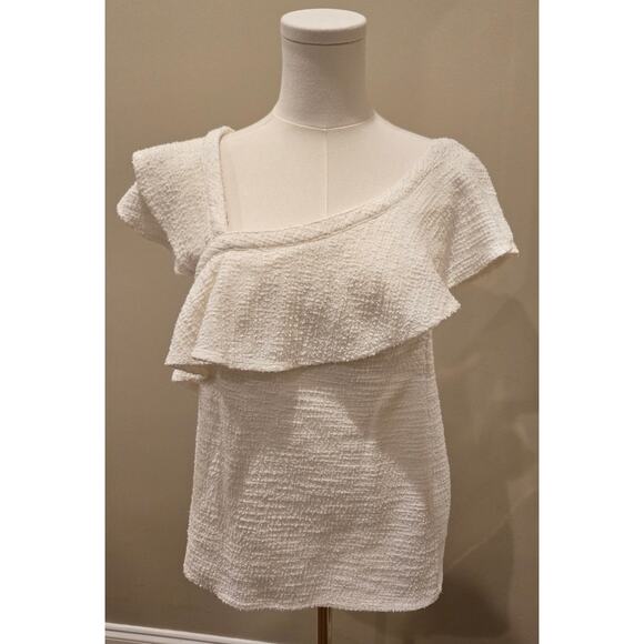 Dolan Anthropologie Louisa Ivory Off Shoulder Ruffle Top Small - Picture 3 of 11
